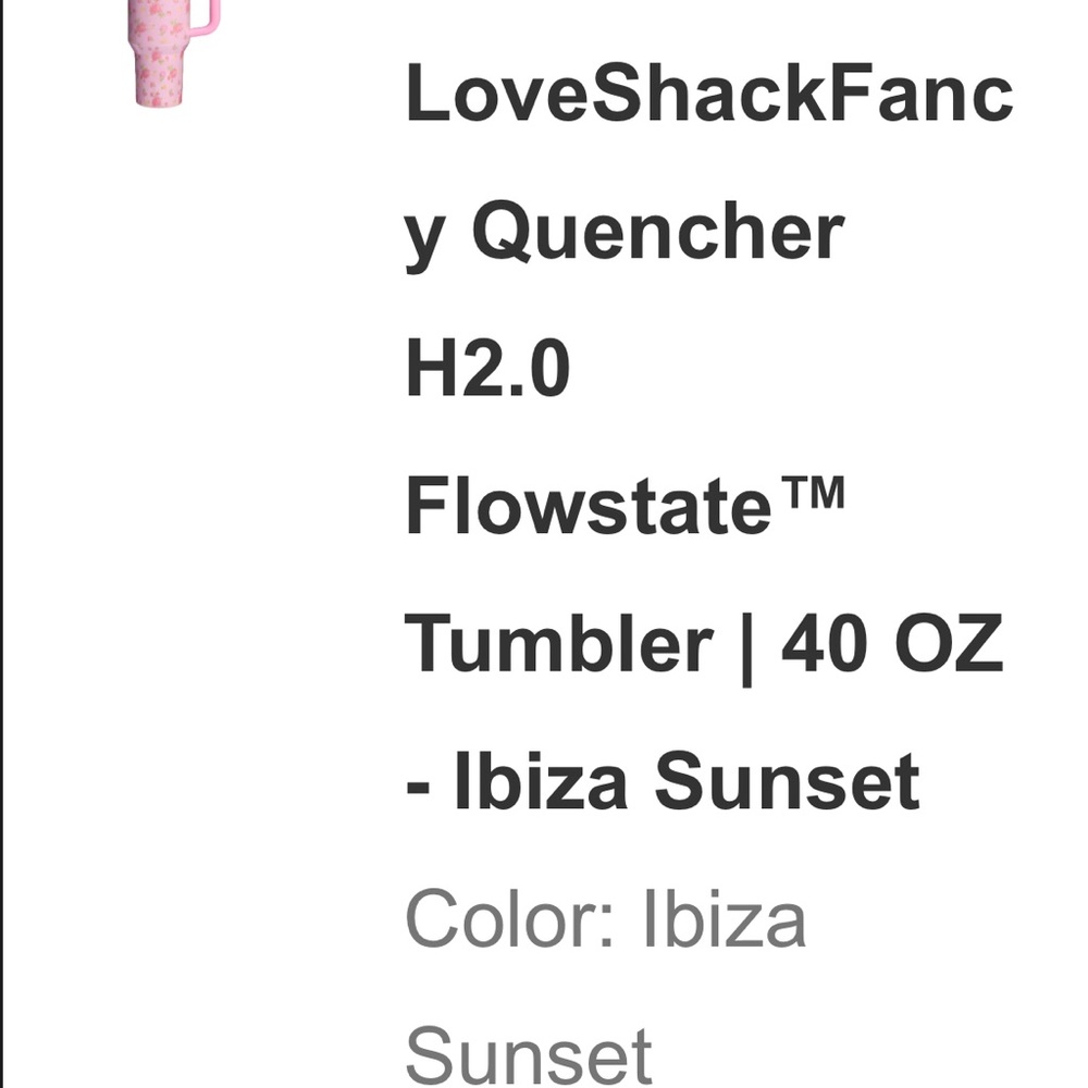 LoveShackFancy Limited Edition Stanley Ibiza Sunset Tumbler - Pink. New in Box - Picture 2 of 10